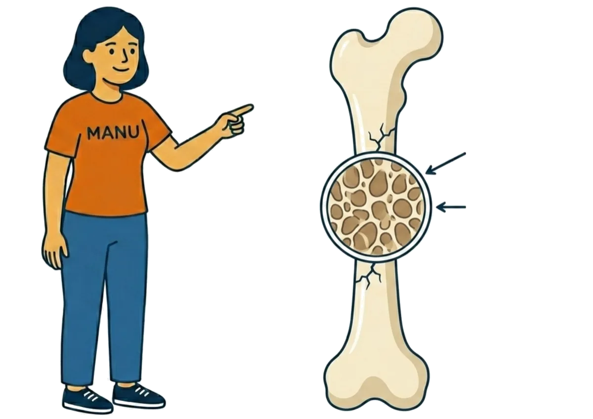 Illustrazione di un osso con osteoporosi